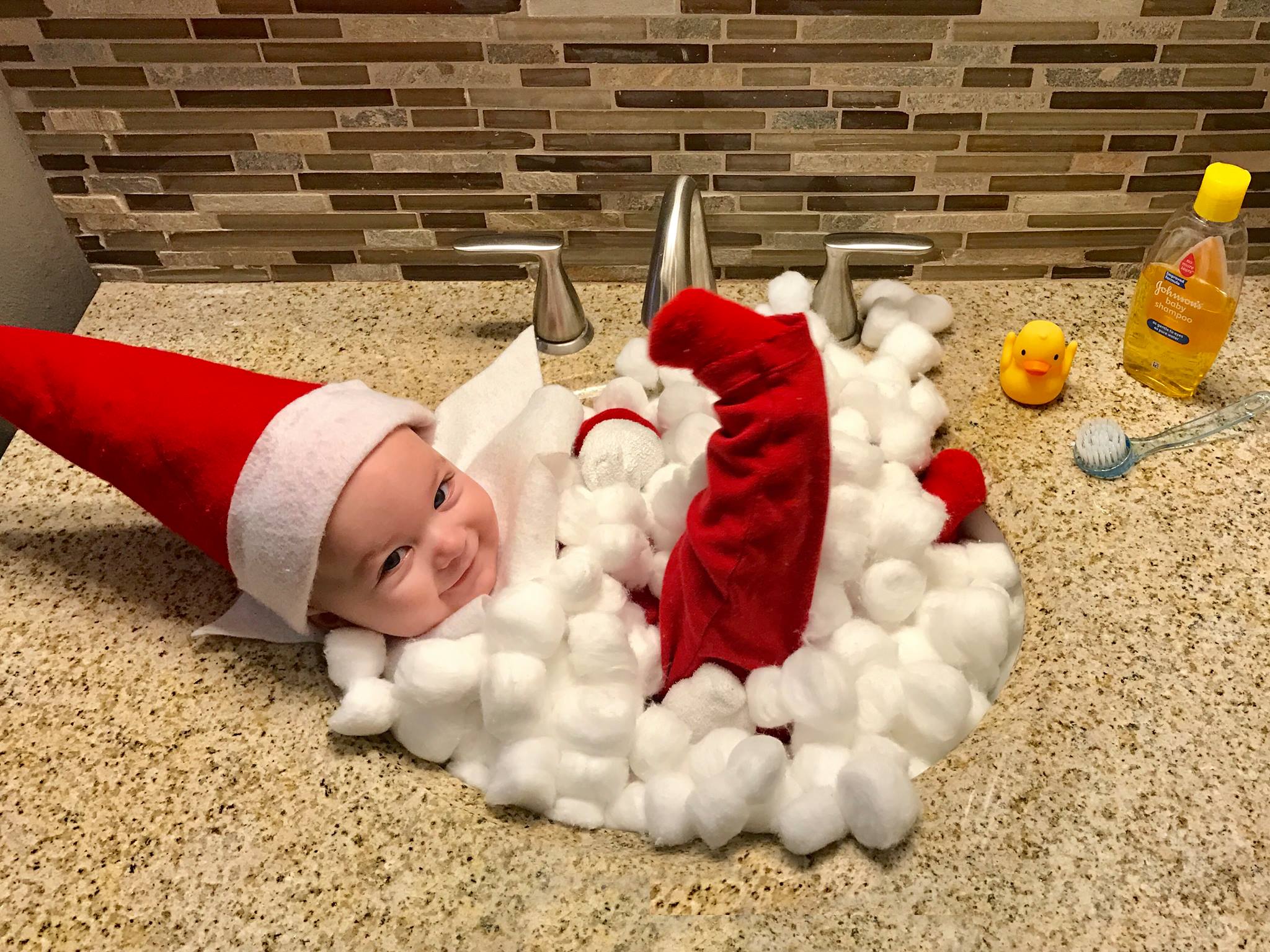 Couple turns 6monthold son into reallife Elf on the Shelf